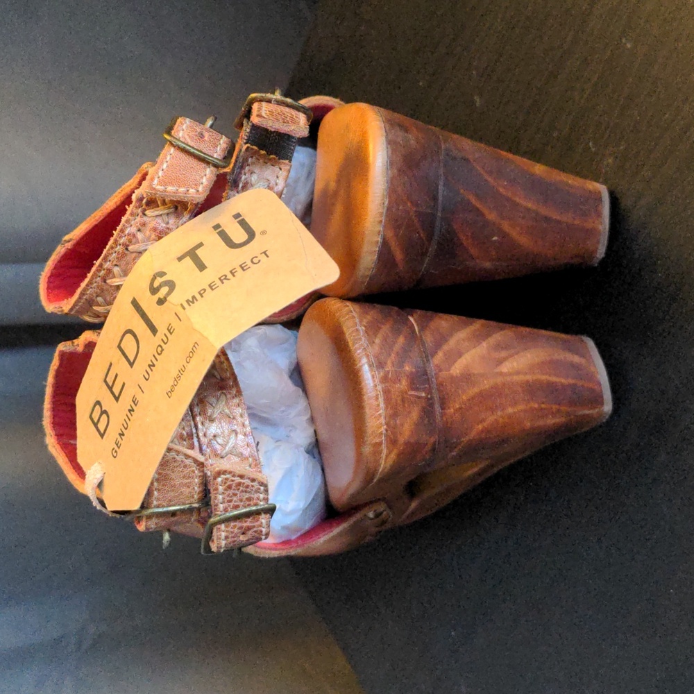 SOLD - NEW BedStu Imelda Tan Rustic Cutout Platform Wedge Sandals sz 7 Boho - Picture 8 of 12